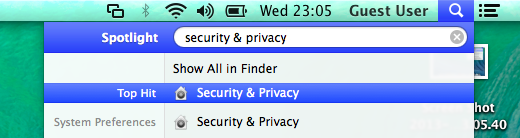 open Security and Privacy settings open Security and Privacy settings